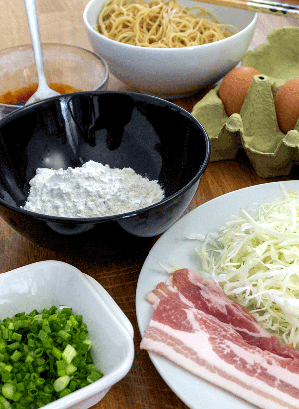 Ingrédient pour okonomiyaki hiroshima